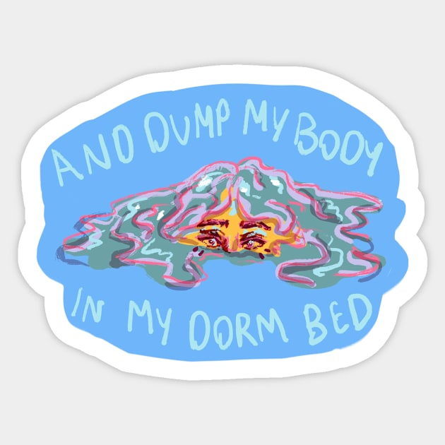 Melt into dorm bed Sticker by mol842
